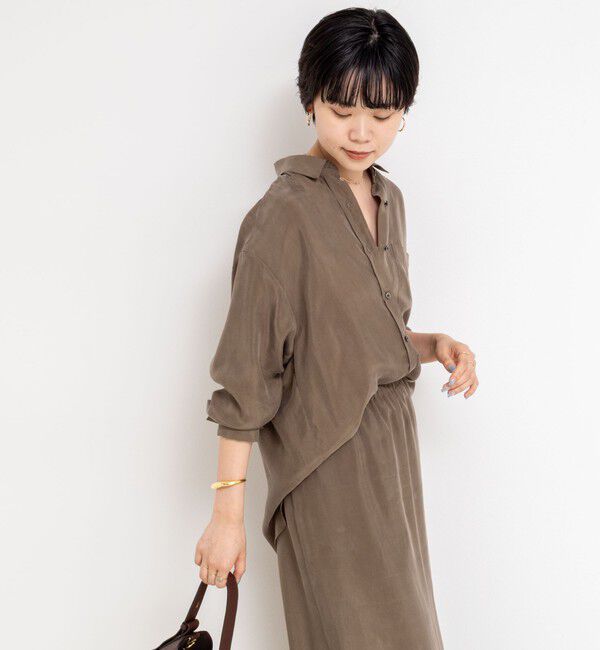 NOLLEY'S「《セットアップ対応》ウォッシャブルシルキーキュプラドレープシャツ」|シャツ・ブラウス|