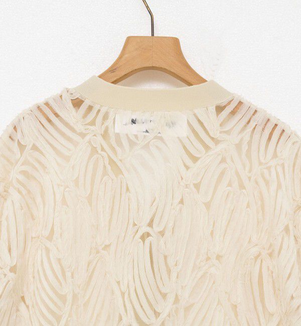 Rie Miller「【追加】《セットアップ対応》チュール刺繍Vネックカーディガン」|カーディガン|