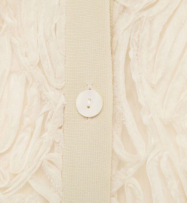 Rie Miller「【追加】《セットアップ対応》チュール刺繍Vネックカーディガン」|カーディガン|