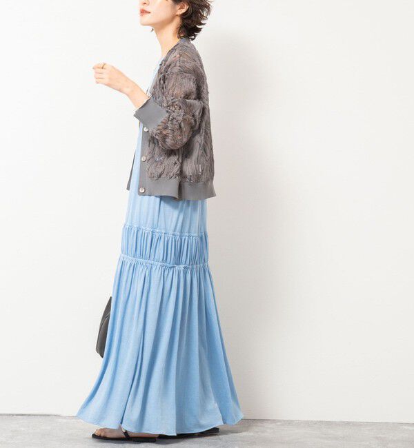 Rie Miller「【追加】《セットアップ対応》チュール刺繍Vネックカーディガン」|カーディガン|