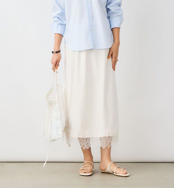 NOLLEY'S sophi「ウォッシャブル裾レースサテンナロースカート」|スカート|