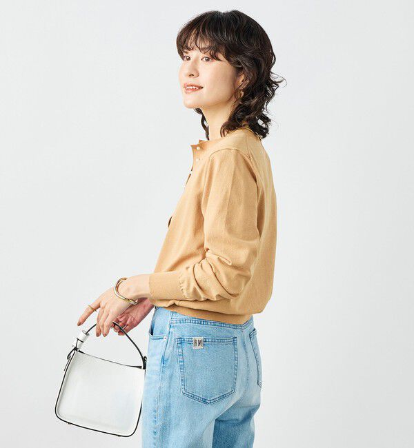 NOLLEY'S「《手洗い可能》コットンテックスクルーネックカーディガン」|カーディガン|