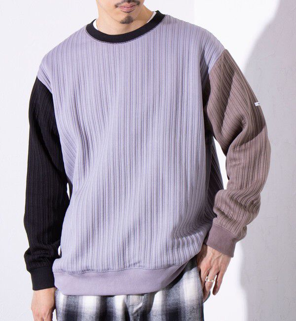 GLOSTER「【GLOSTER/グロスター】 ストライプ キルティング スウェット プルオーバー」|スウェット・ジャージ|グレー系その他