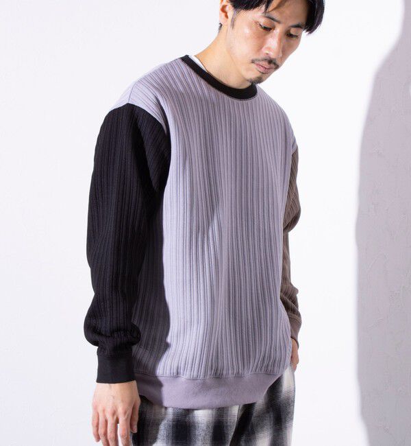 GLOSTER「【GLOSTER/グロスター】 ストライプ キルティング スウェット プルオーバー」|スウェット・ジャージ|