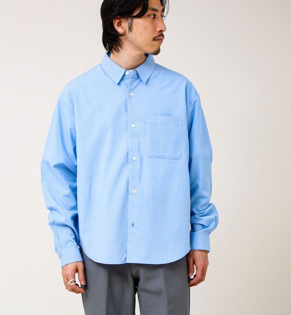 GLOSTER「【ストライプ/無地】レーヨン混 レギュラーカラーシャツ」|シャツ・ブラウス|