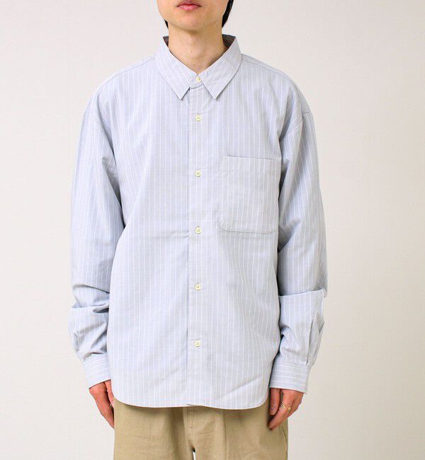 GLOSTER「【ストライプ/無地】レーヨン混 レギュラーカラーシャツ」|シャツ・ブラウス|