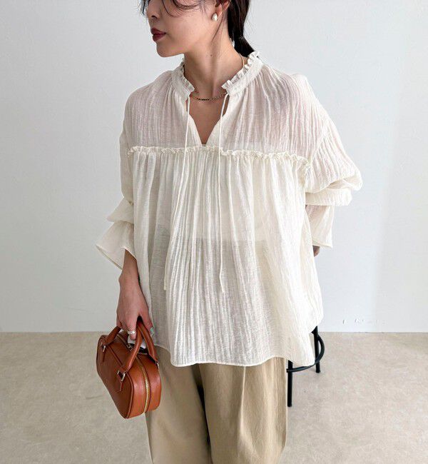 fredy emue「LINEN混シアー楊柳ブラウス」|シャツ・ブラウス|