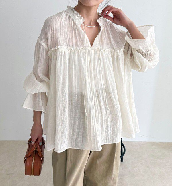 fredy emue「LINEN混シアー楊柳ブラウス」|シャツ・ブラウス|