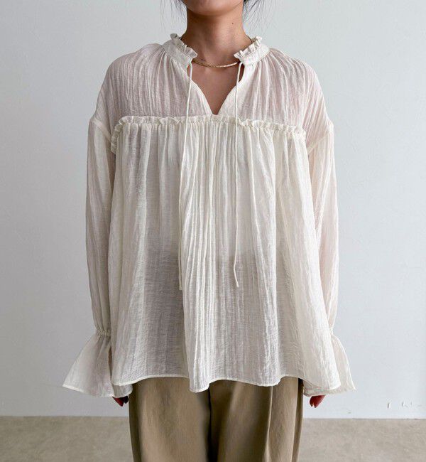 fredy emue「LINEN混シアー楊柳ブラウス」|シャツ・ブラウス|
