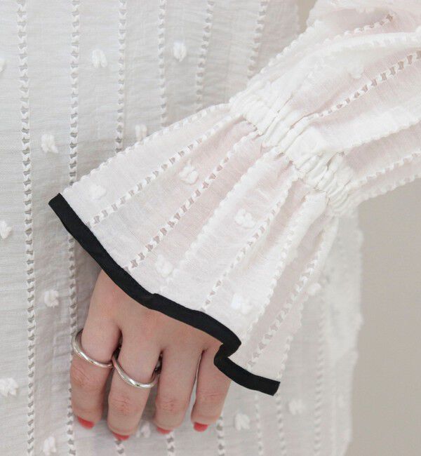 fredy emue「【大人気シリーズの最新作】バック釦配色ギャザーブラウス」|シャツ・ブラウス|