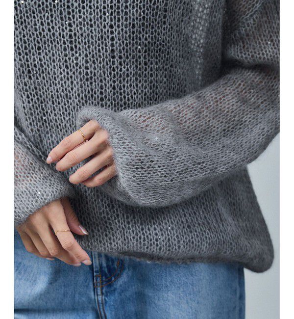 SALON adam et rope'「シアーモヘアスパンコールプルオーバー 2」|ニット・セーター|