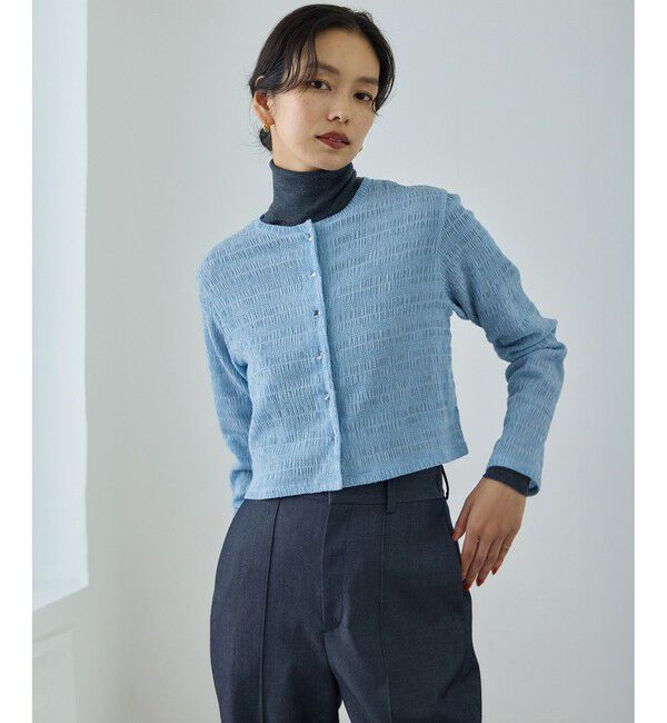 ROPE「ボタニカルダイコンパクトカーディガン/イージーケア・アンサンブル対応」|カーディガン|サックス(48)