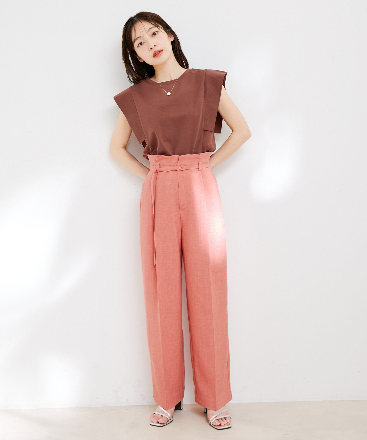 VIS「【接触冷感・洗える】美easy Dカンベルト付きワイドパンツ【セットアップ対応】」|スラックス|