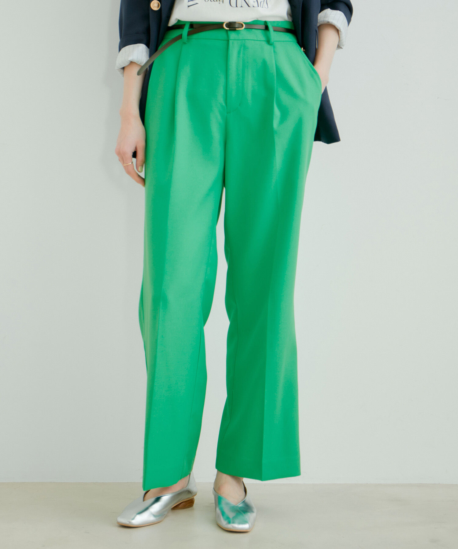 VIS「美HITワンタックストレートパンツ【洗える】」|スラックス|