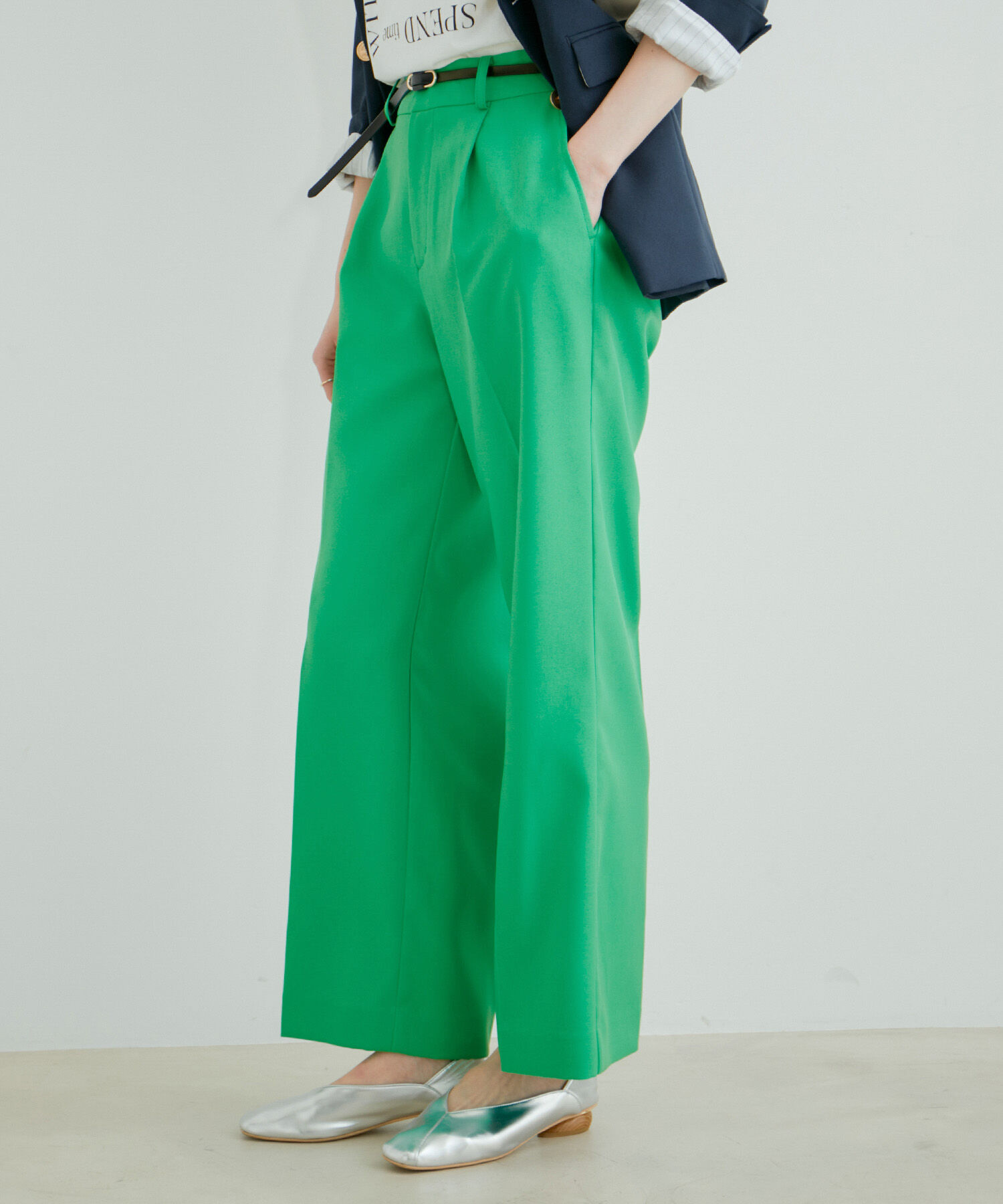 VIS「美HITワンタックストレートパンツ【洗える】」|スラックス|