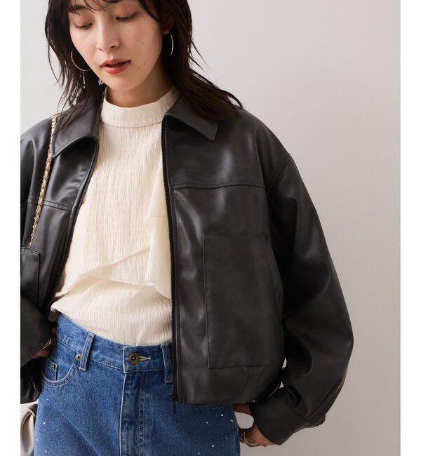 VIS「アウトポケット合皮ブルゾン」|ブルゾン・スタジャン|