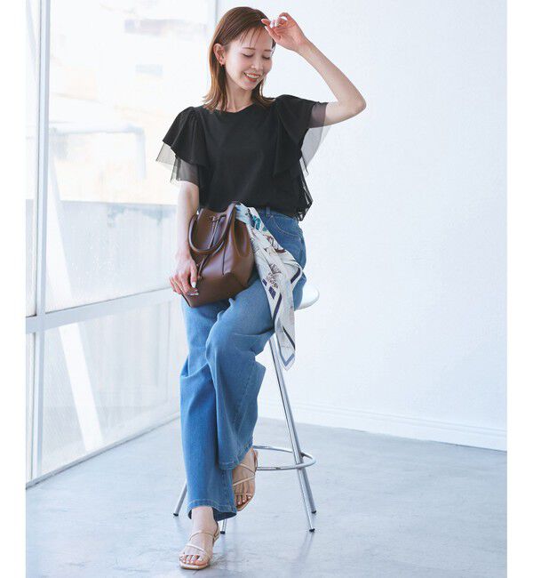 Rope&rsquo;Picnic「【UVカット・接触冷感】Cutee チュールフリルトップス」|Tシャツ・カットソー|