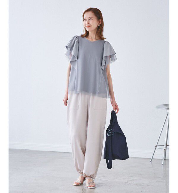 Rope&rsquo;Picnic「【UVカット・接触冷感】Cutee チュールフリルトップス」|Tシャツ・カットソー|