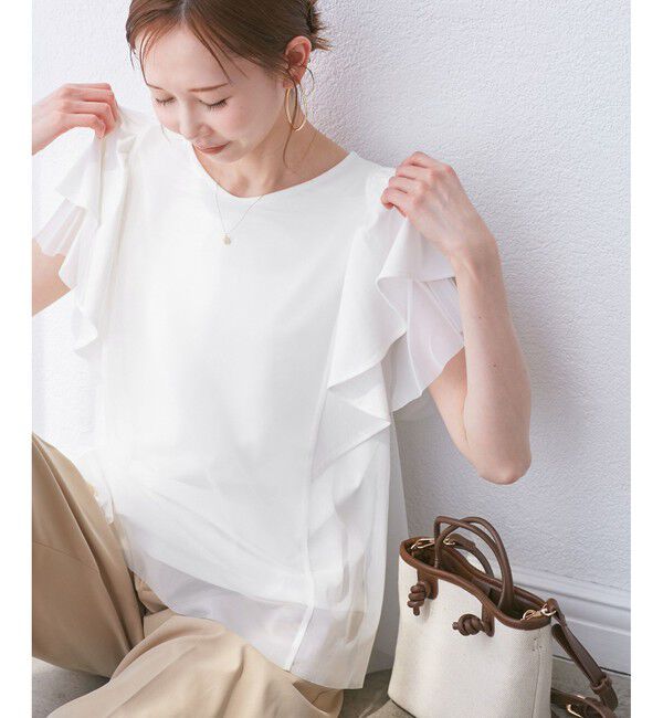 Rope&rsquo;Picnic「【UVカット・接触冷感】Cutee チュールフリルトップス」|Tシャツ・カットソー|