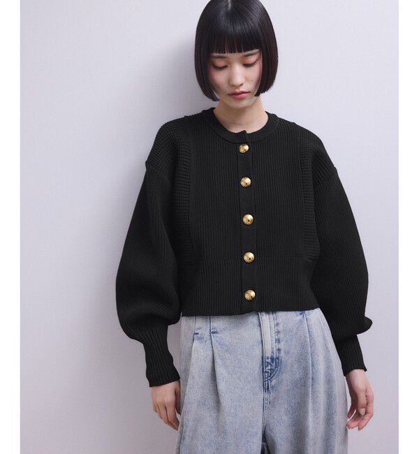 ADAM ET ROPE'「【WEB限定】ペプラムコンビニットカーディガン」|カーディガン|