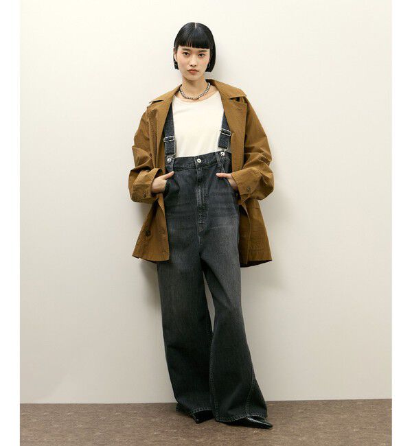 ADAM ET ROPE'「【サステナブル】2WAYデニムサロペット」|オールインワン|ブラック(01)