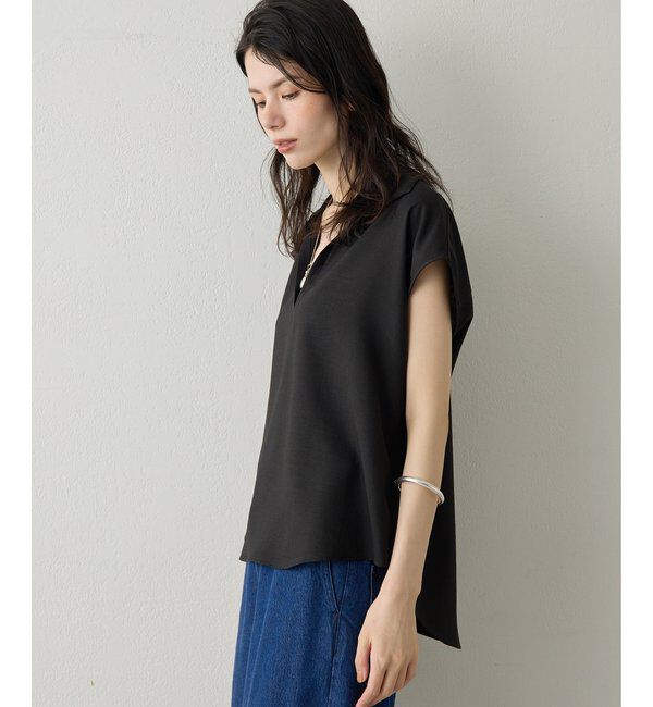 Drawing Numbers「【Drawing Numbers】フェイクリネンフレンチスキッパーブラウス」|シャツ・ブラウス|