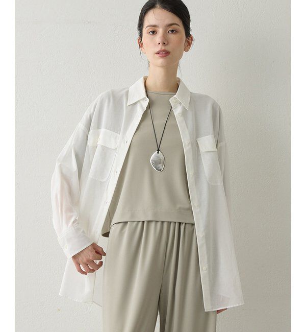 Drawing Numbers「【Drawing Numbers】コットンシースルーブラウス」|シャツ・ブラウス|ホワイト