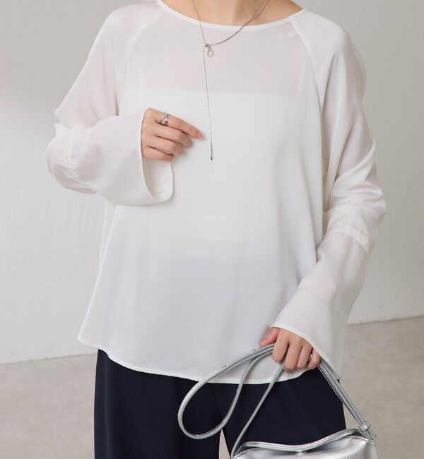  「袖フレアサテンブラウス」|シャツ・ブラウス|