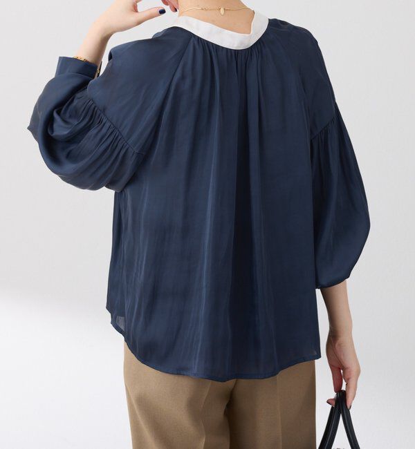  「配色サテンブラウス」|シャツ・ブラウス|