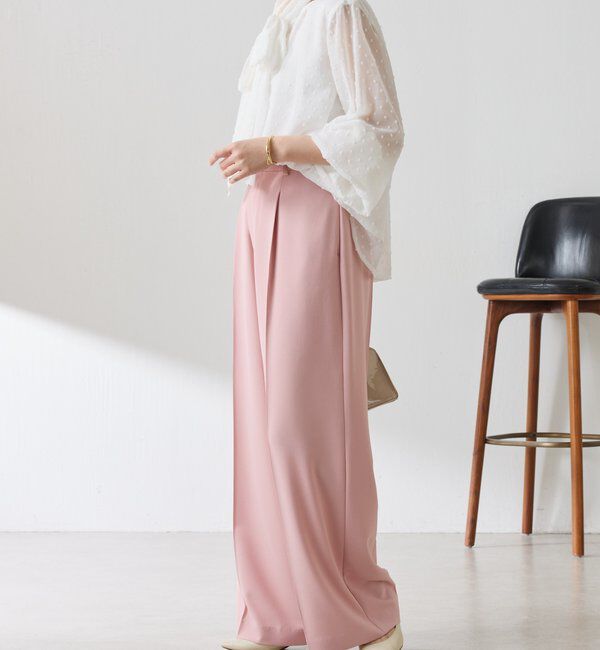  「《マイナス3kg見え/サイズ展開豊富》ジャージワイドパンツ」|スラックス|