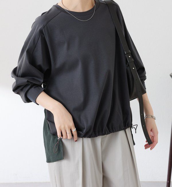  「ドッキング裾ドロストカットソー」|Tシャツ・カットソー|