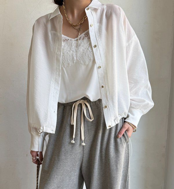  「袖リブ襟付シアースピンドルブラウス」|シャツ・ブラウス|