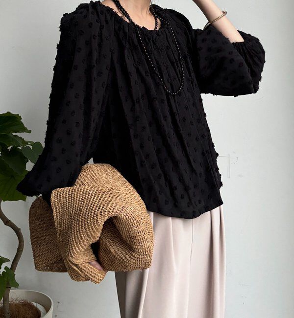  「ドットジャガードオフショルブラウス」|シャツ・ブラウス|