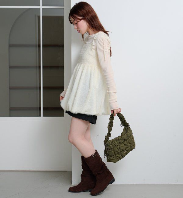  「【レザー&スエード/インソール】ルーズエンジニアブーツ」|ロングブーツ|