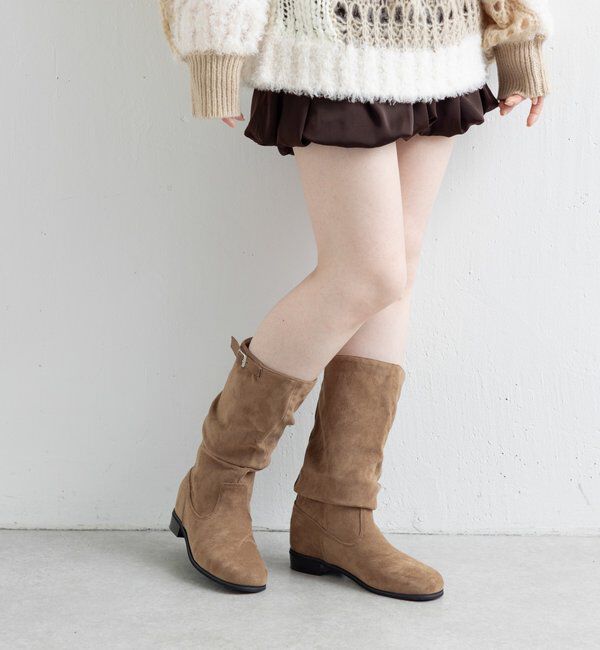  「【レザー&スエード/インソール】ルーズエンジニアブーツ」|ロングブーツ|