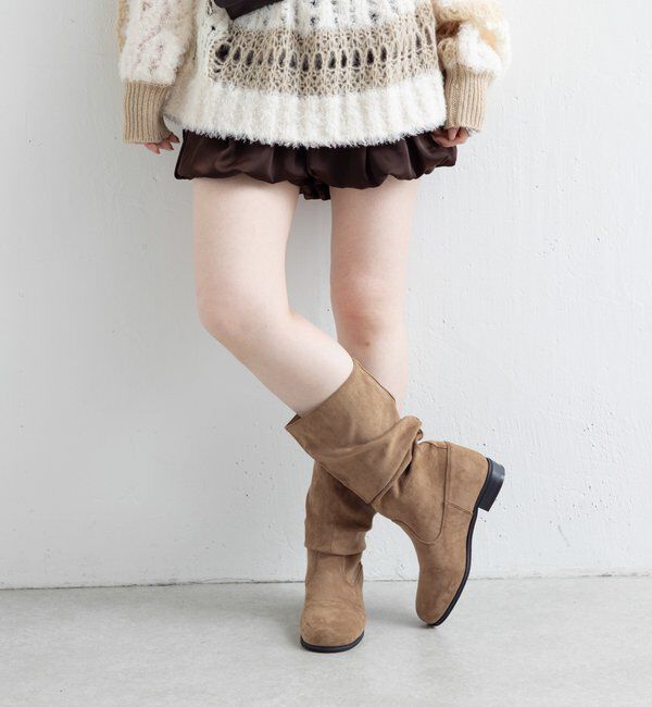  「【レザー&スエード/インソール】ルーズエンジニアブーツ」|ロングブーツ|