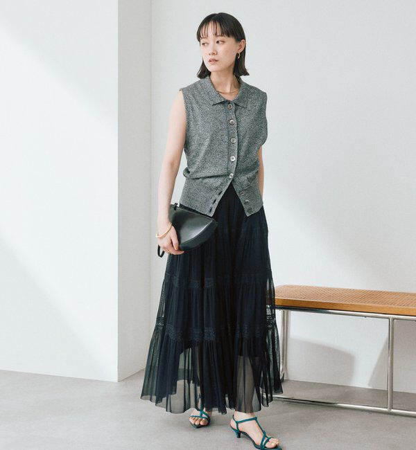  「予約【抜け感のある印象に】メランジポロカラーベスト」|ニット・セーター|