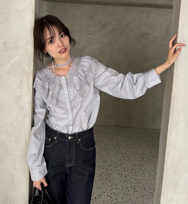  「【@lily.s_y企画】Vフリルシェイプブラウス」|シャツ・ブラウス|