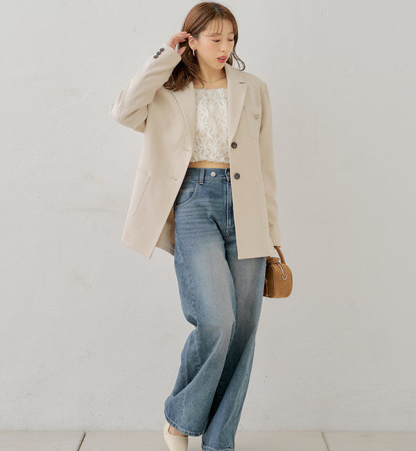  「ロゴブローチ付きオーバーシングルジャケット」|テーラードジャケット|