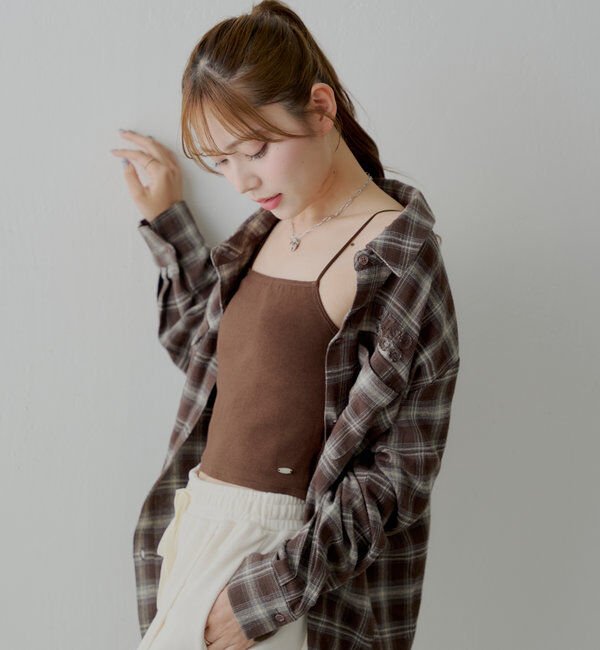  「【6色展開】バックオープンリブキャミ」|キャミソール|