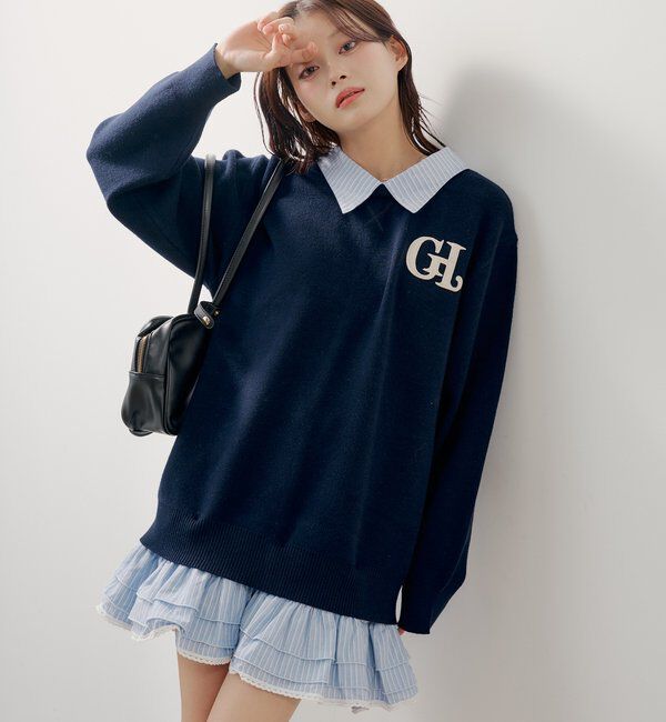  「【マルチway】シャツレイヤードニットワンピース」|ワンピース|