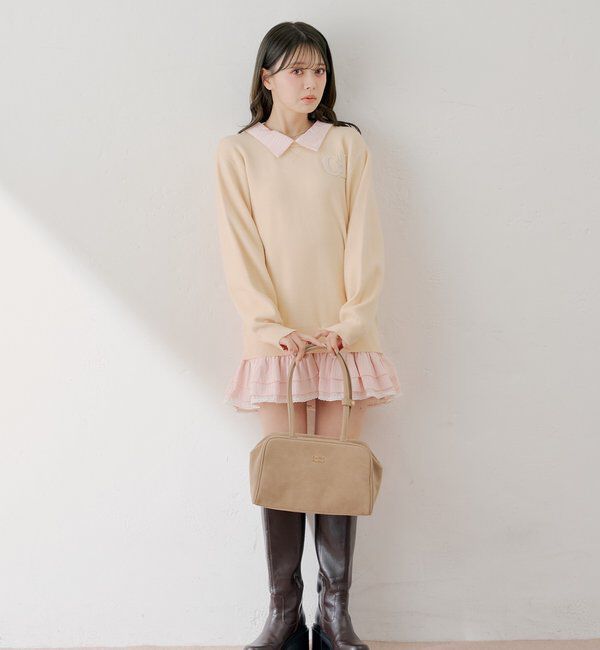  「【マルチway】シャツレイヤードニットワンピース」|ワンピース|