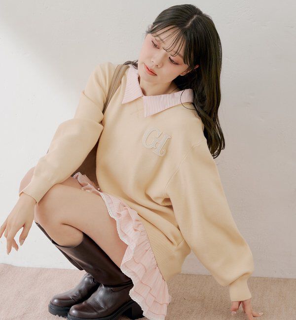  「【マルチway】シャツレイヤードニットワンピース」|ワンピース|