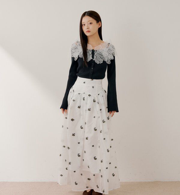  「【SALON by Chico】フラワージャガードボリュームフレアスカート」|スカート|