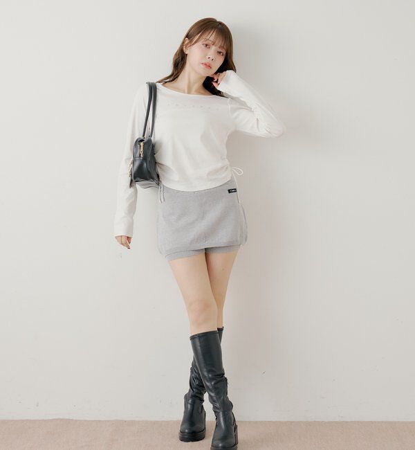  「【セットアップ対応】レイヤードニットミニスカパン / WEB限定カラーあり」|スカート|