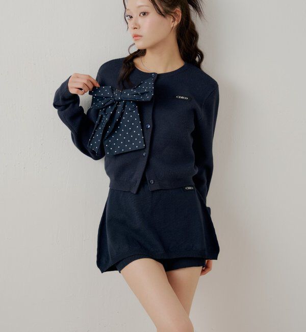  「【セットアップ対応】レイヤードニットミニスカパン / WEB限定カラーあり」|スカート|ネイビー