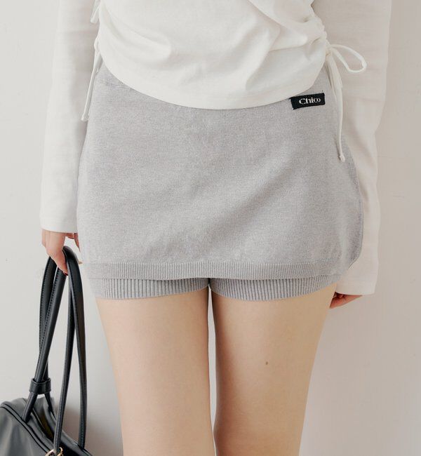  「【セットアップ対応】レイヤードニットミニスカパン / WEB限定カラーあり」|スカート|グレー