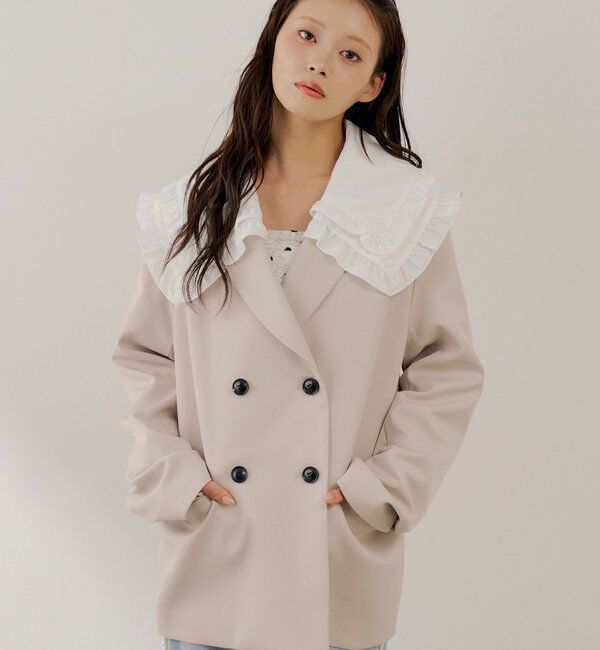  「【SALON by Chico】襟取り外しダブルフリルジャケット」|その他|ライトベージュ