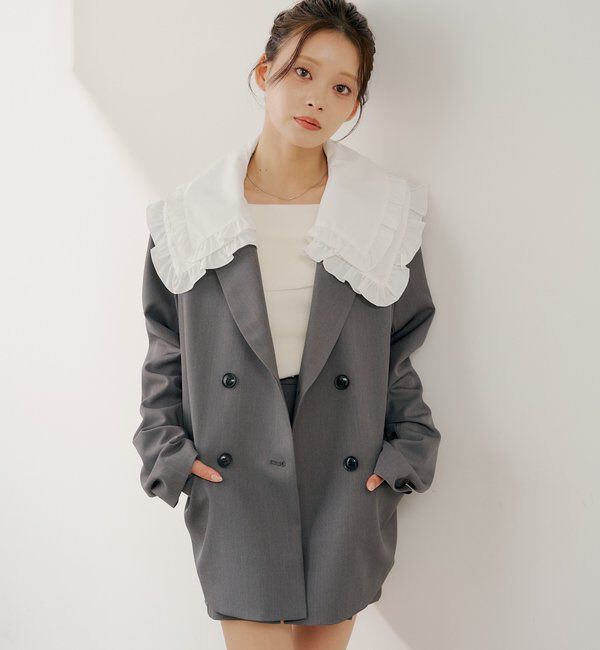  「【SALON by Chico】襟取り外しダブルフリルジャケット」|その他|