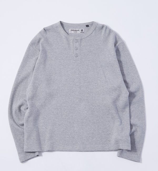  「【UNISEX】Sourcreamワッフルヘンリーネックトップス」|Tシャツ・カットソー|グレー